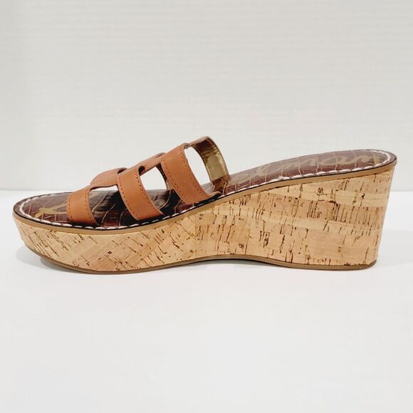 Sam Edelman Rolita Wedge Sandals Women's Size 10 M Brown Slip On Heels Strappy - Picture 9 of 11